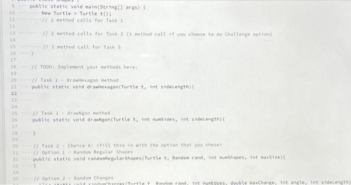Solved public static void main(String[] args) f New Turtle = | Chegg.com