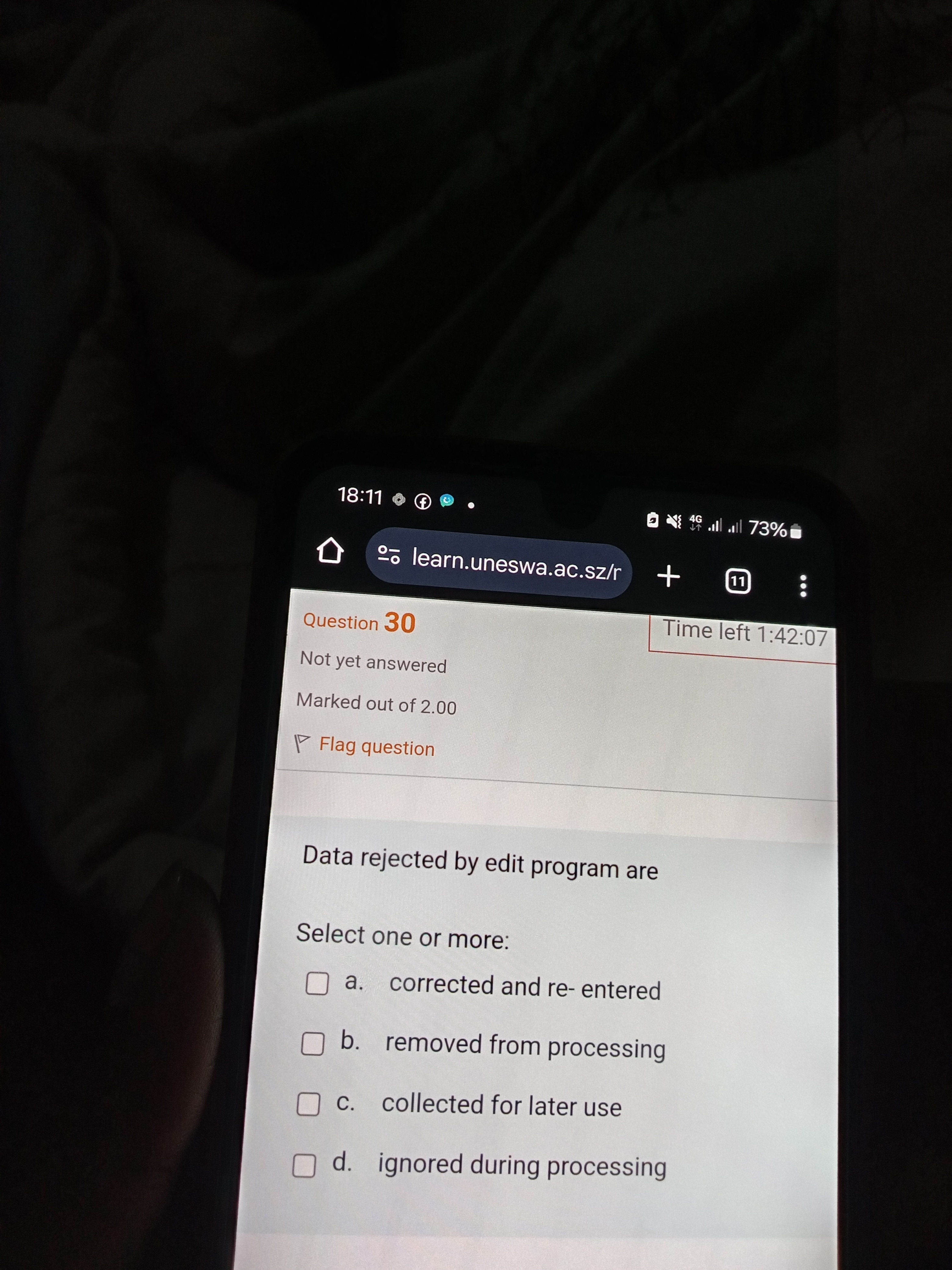 Solved Data rejected by edit program areSelect one or | Chegg.com