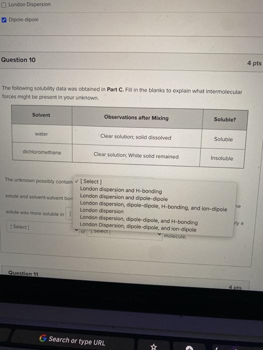 Solved Question 10 4 pts The following solubility data was | Chegg.com