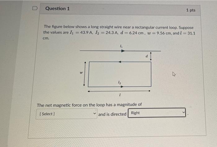 Solved Question 1 1 pts The figure below shows a long | Chegg.com