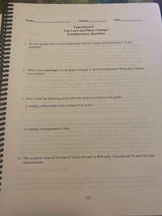 Experiment 8 Gas Laws and Phase Changes Introduction
