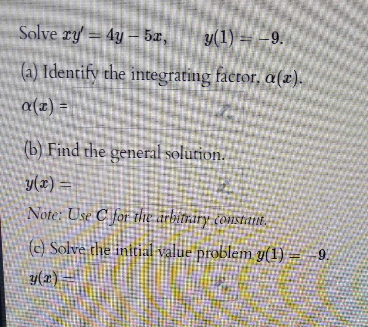 Solved Solve zy = 4y – 52, y(1) = -9. (a) Identify the | Chegg.com