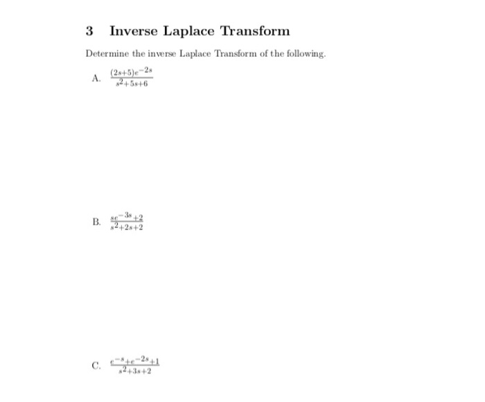 Solved 3 Inverse Laplace Transform Determine The Inverse | Chegg.com