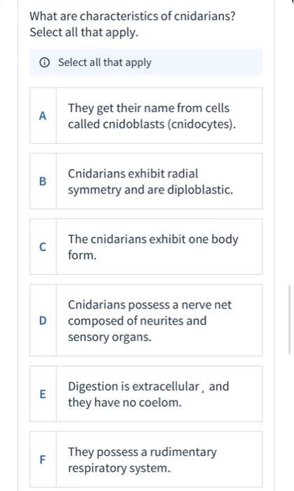 solved-what-are-characteristics-of-cnidarians-select-all-chegg