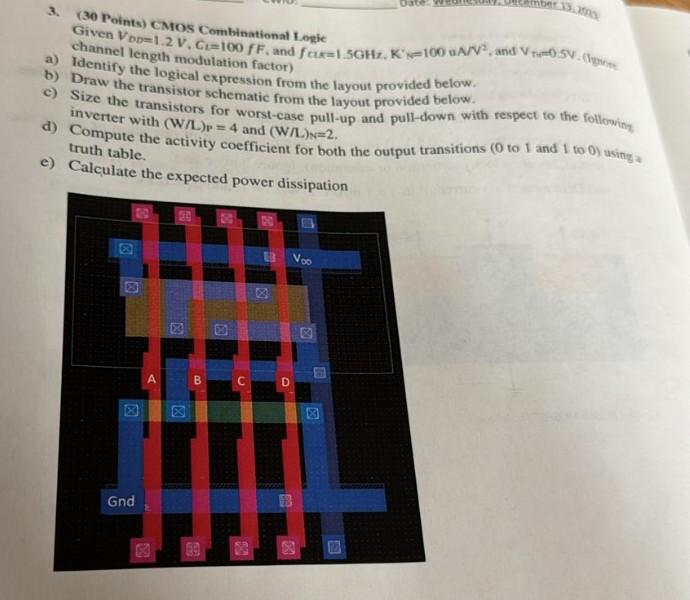 Solved 3. (30 Points) CMOS Combinational Logic Channel | Chegg.com