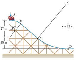 Solved: A section of track for a roller coaster consists of two ...