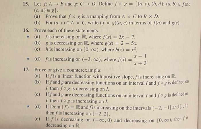 Solved 15. Let f:A→B and g:C→D. Define | Chegg.com