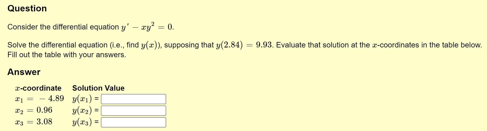 QuestionConsider the differential equation | Chegg.com