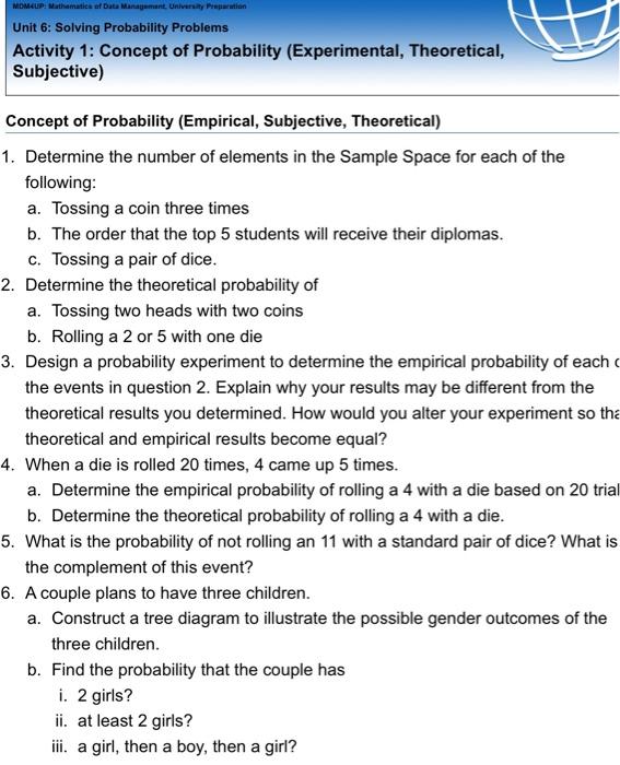 Solved MDMAUP: Mathematics of Data Management Univery | Chegg.com