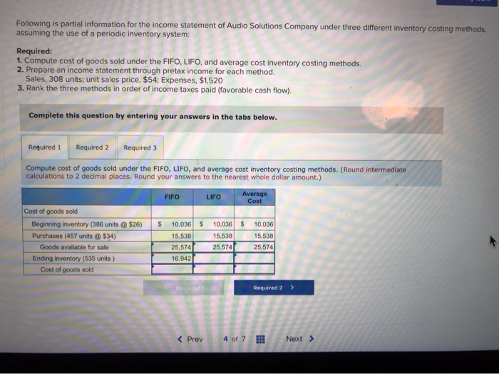 Solved Following is partial information for the income | Chegg.com