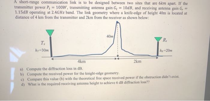 Short Distance Range Structure Solved A short-range communication link is to be designed | Chegg.com