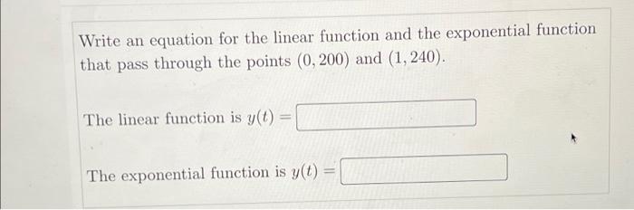 Solved Write an equation for the linear function and the | Chegg.com