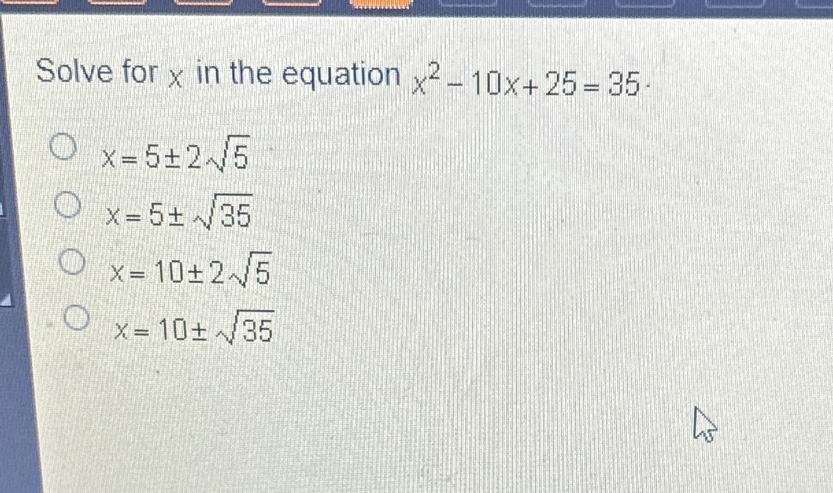 Solved Solve for x ﻿in the equation | Chegg.com