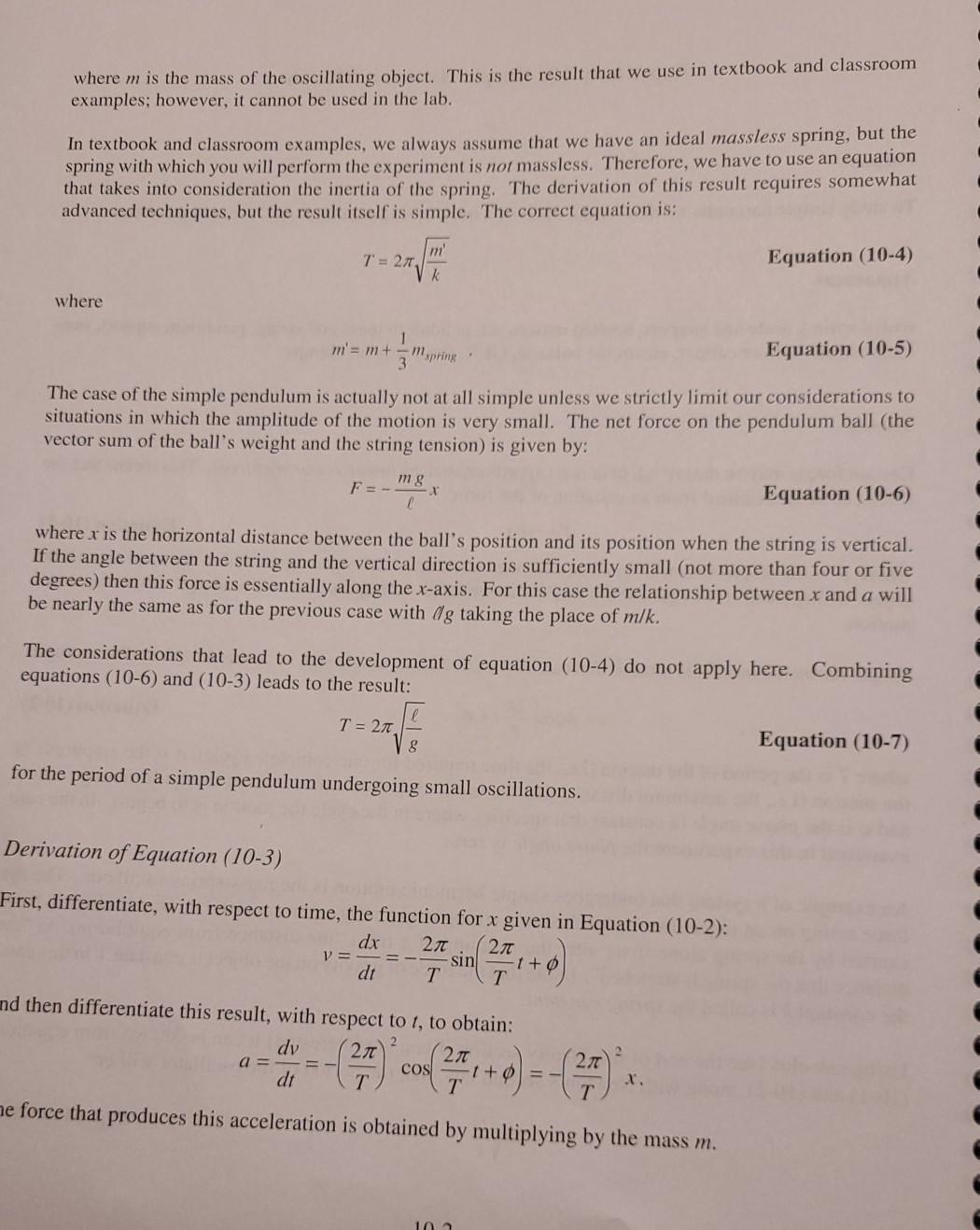 precautions for simple harmonic motion experiment