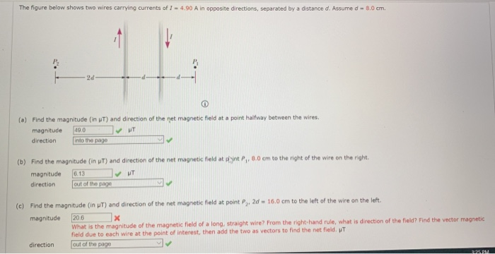 Solved The figure below shows two wires carrying currents of | Chegg.com
