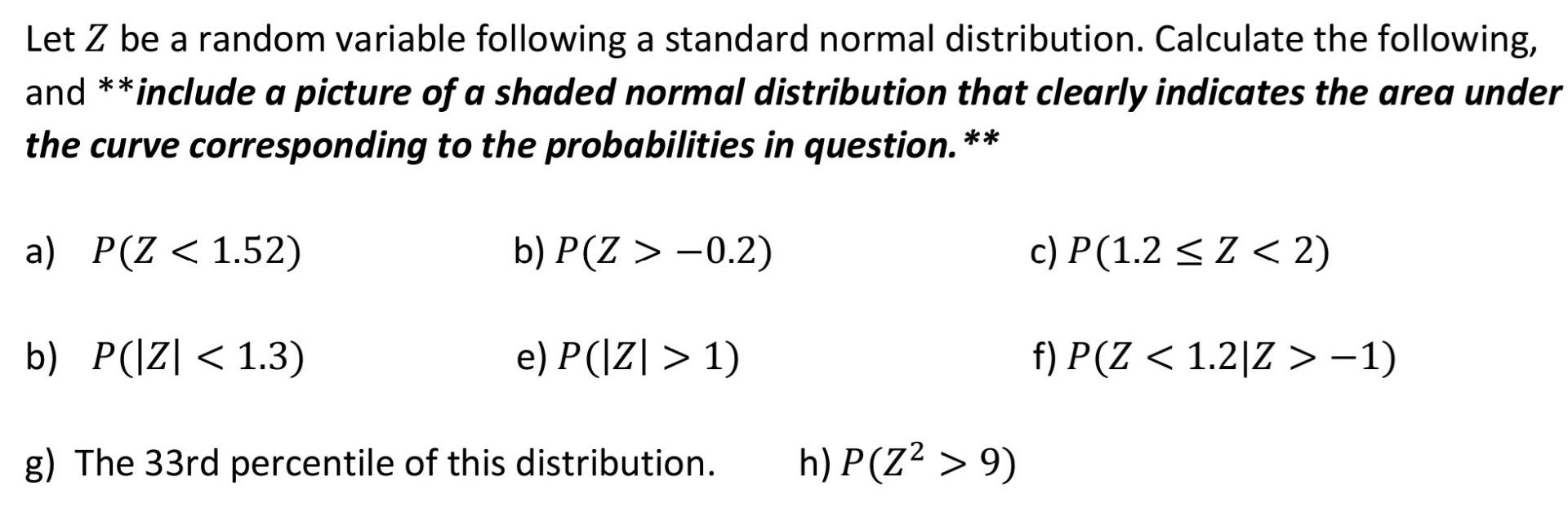 Solved Let Z be a random variable following a standard | Chegg.com