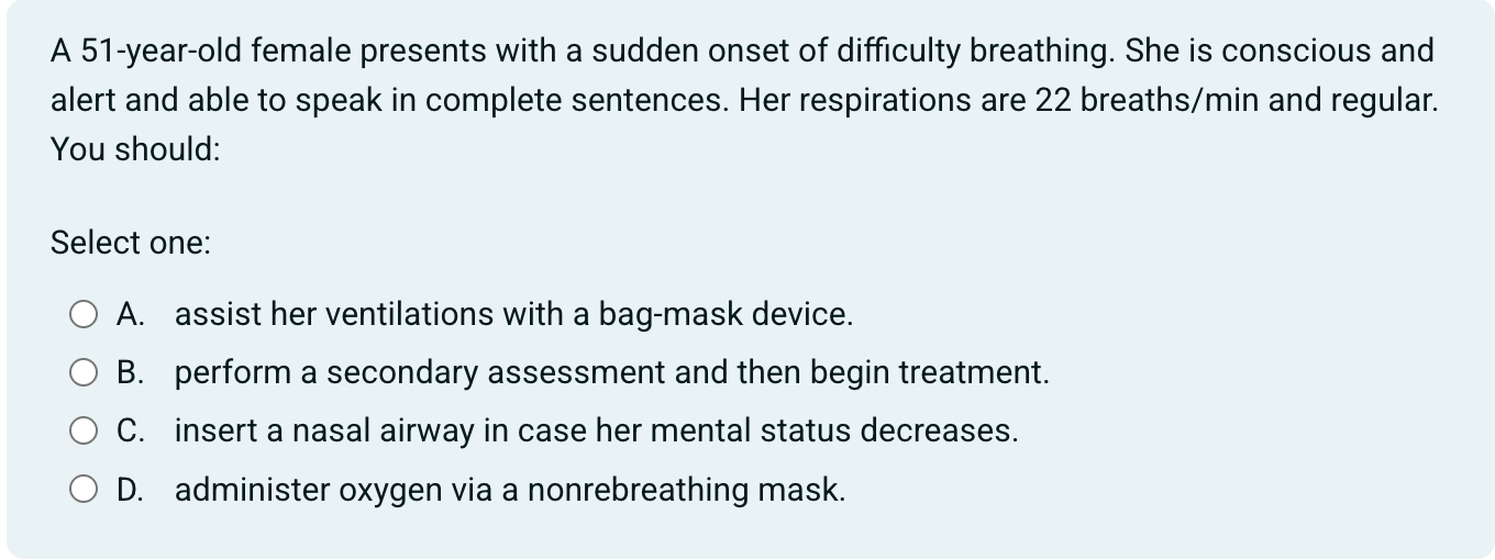 Solved A 51-year-old female presents with a sudden onset of | Chegg.com