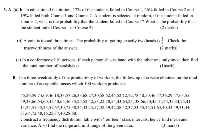 Probability Schedule Course Problem Solved 3. A. (a) In an educational institution, 17% of the | Chegg.com