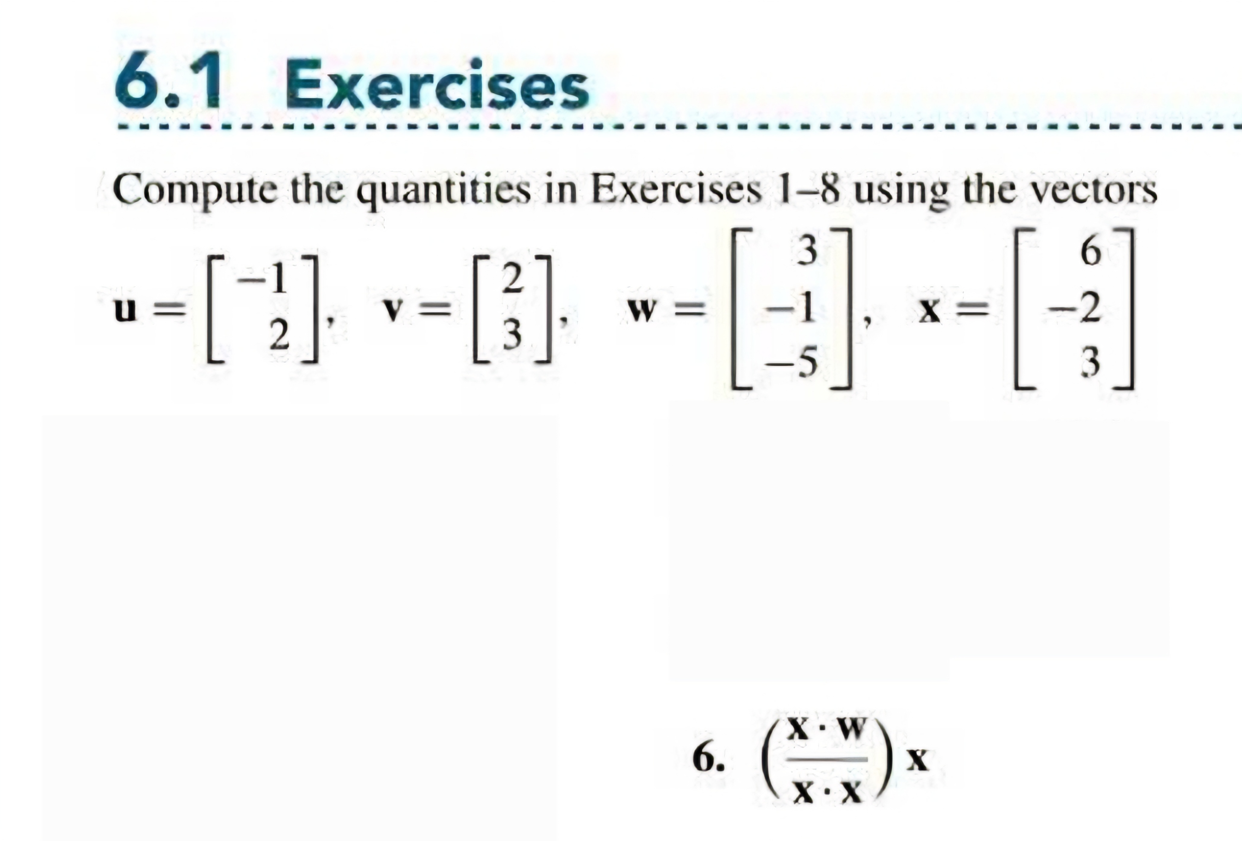 Exercise Quantities Solved 6.1 ExercisesCompute the quantities in Exercises 1-8 | Chegg.com