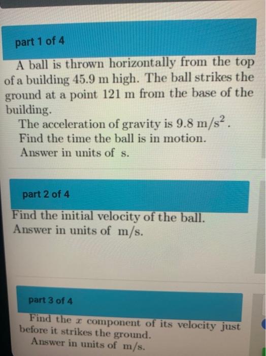 Solved part 1 of 3 A ball player hits a home run, and the | Chegg.com
