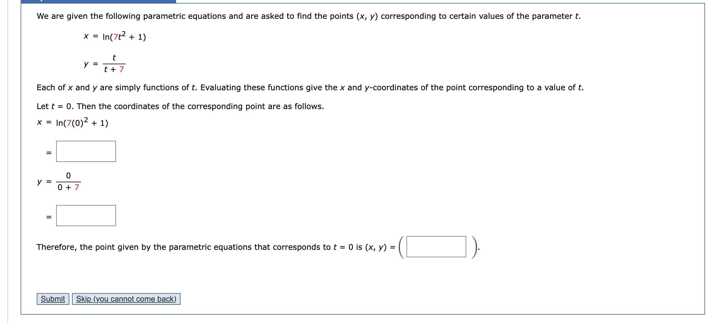 Solved We Are Given The Following Parametric Equations And