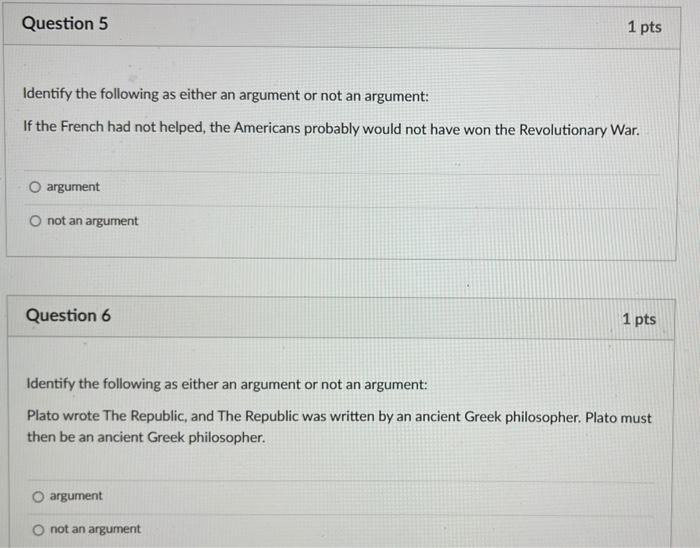 Solved Question 5 1 pts Identify the following as either an | Chegg.com