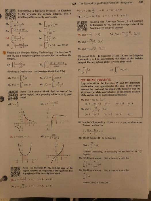 Solved 331 5.2 The Natural Logarithmic Function: Integration | Chegg.com
