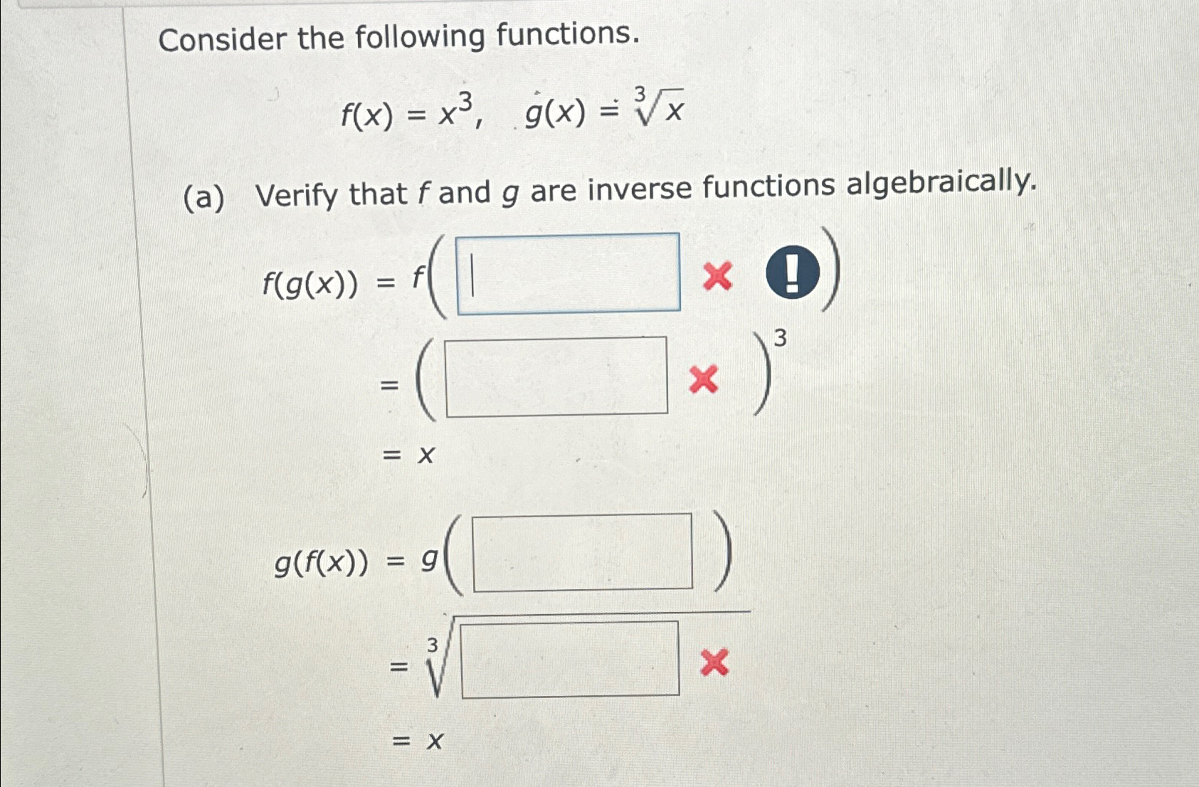 Solved Consider The Following Functions F X X3 G X X3 A