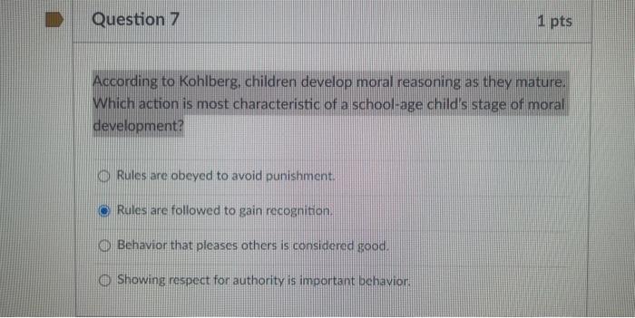 Solved According To Kohlberg, Children Develop Moral | Chegg.com