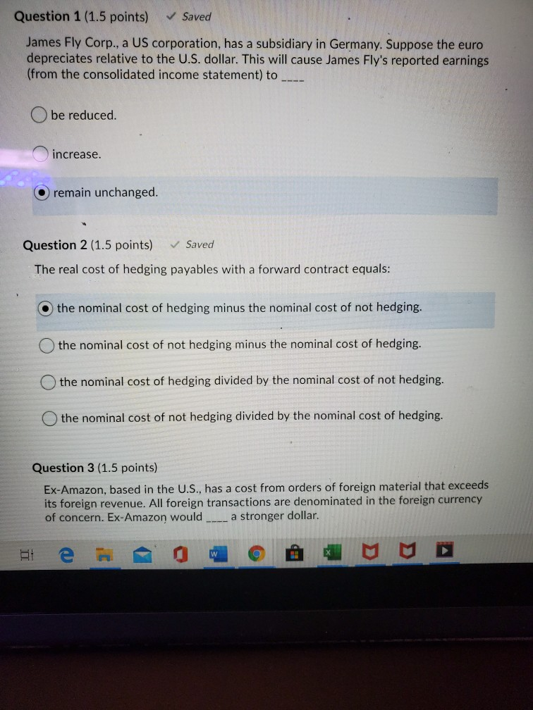 Solved Question 1 (1.5 points) Saved James Fly Corp., a US | Chegg.com