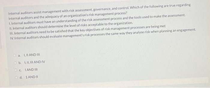 Solved Internal auditors assist management with risk | Chegg.com