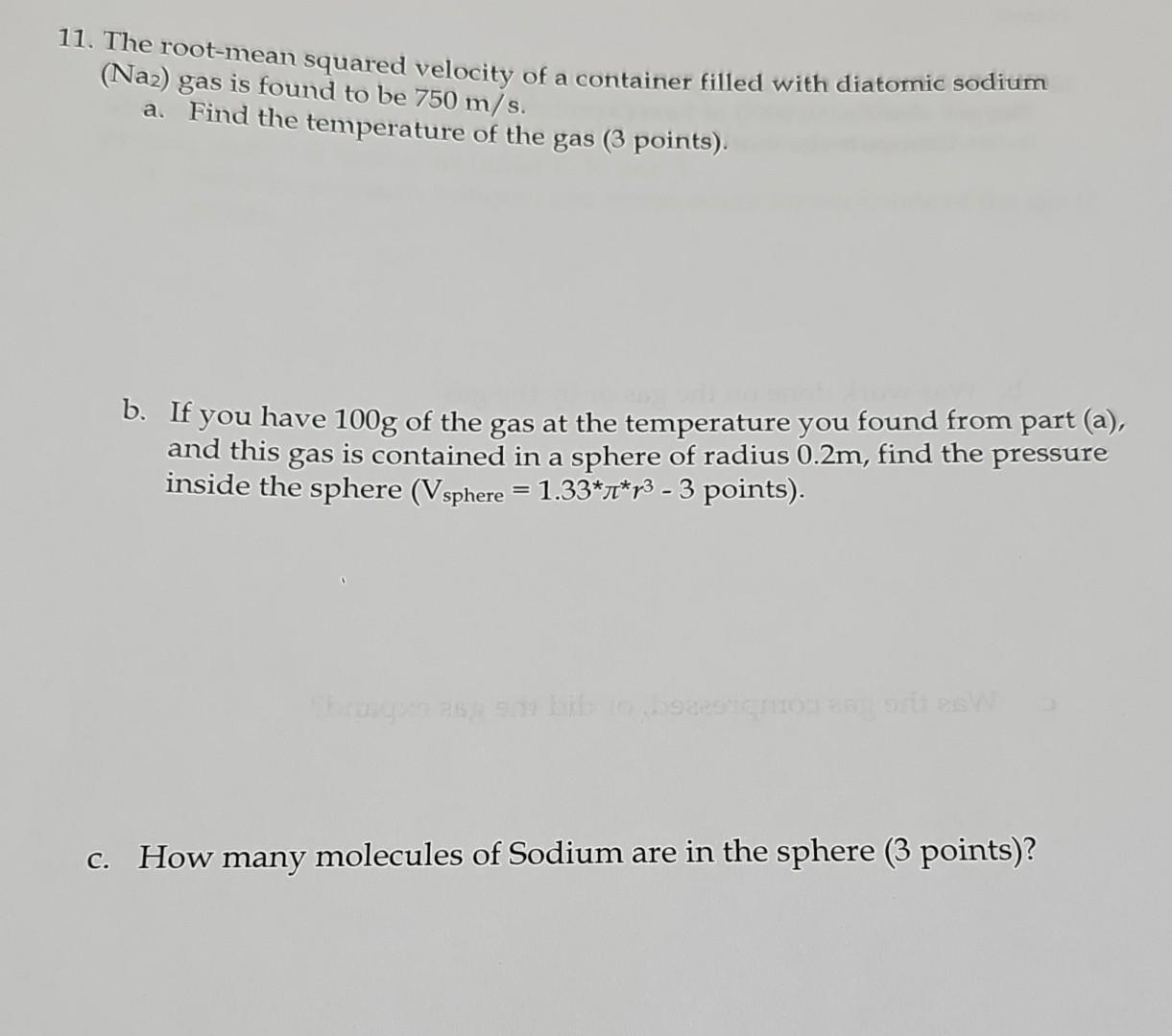 11. The root-mean squared velocity of a container | Chegg.com