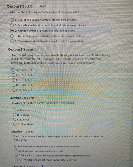 Solved Question 1 (1 Point) V Saved Which Of The Following | Chegg.com Solved Question 1 (1 Point) V Saved Which Of The Following | Chegg.com
