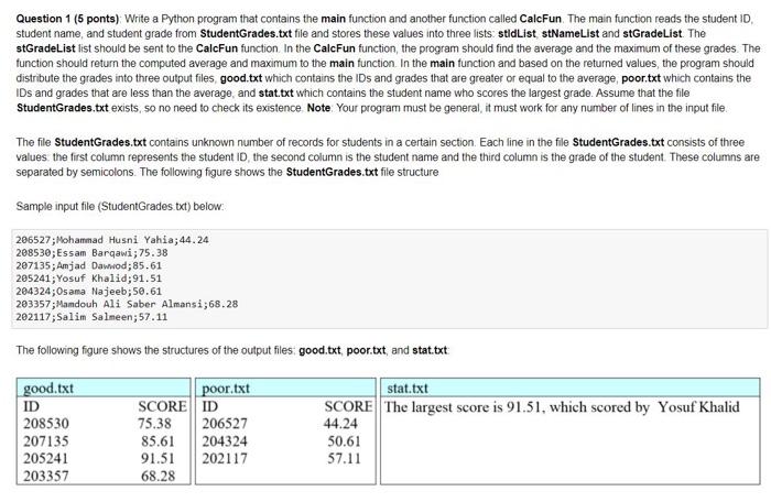 Solved Question 1 (5 ponts) Write a Python program that | Chegg.com