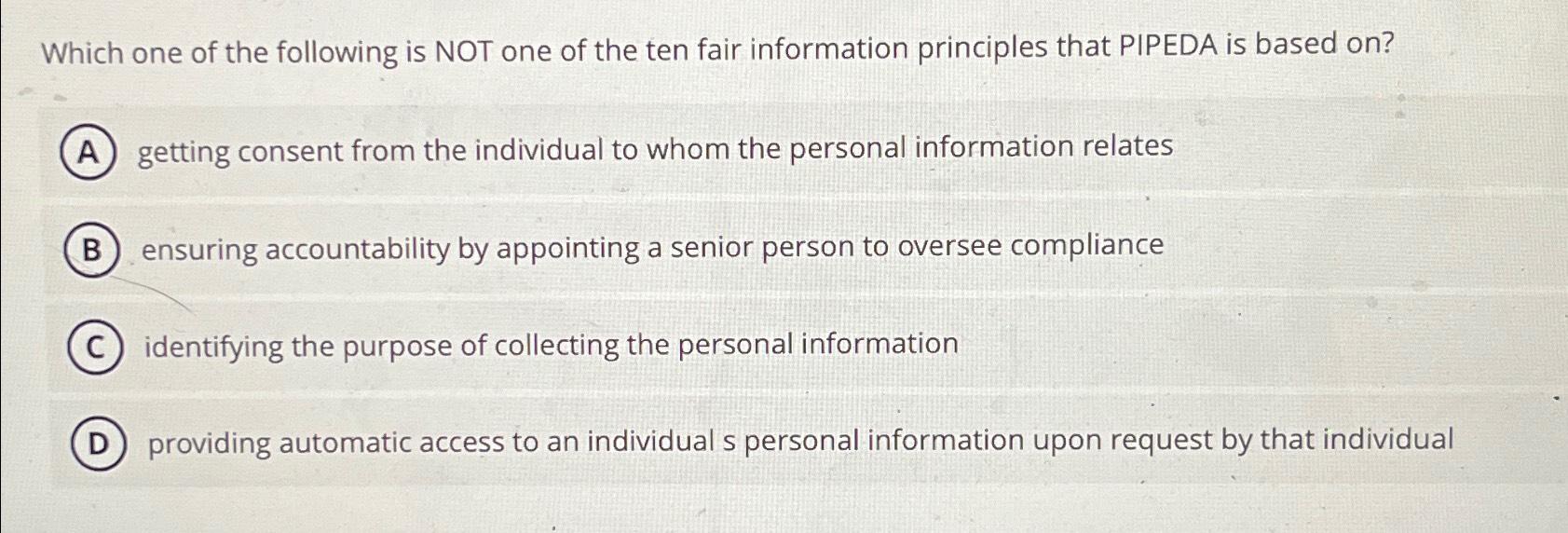 Solved Which one of the following is NOT one of the ten fair | Chegg.com