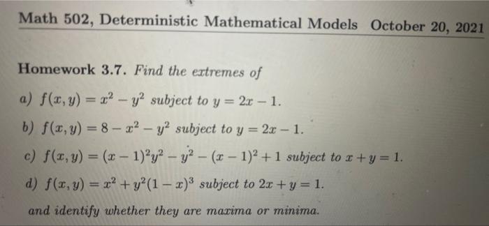 Solved Math 502, Deterministic Mathematical Models October | Chegg.com