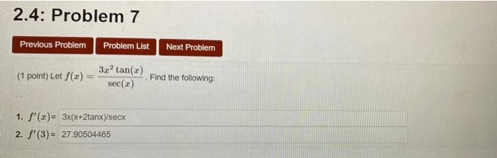 Solved 2.4: Problem 7 Previous Problem Problem List Next | Chegg.com