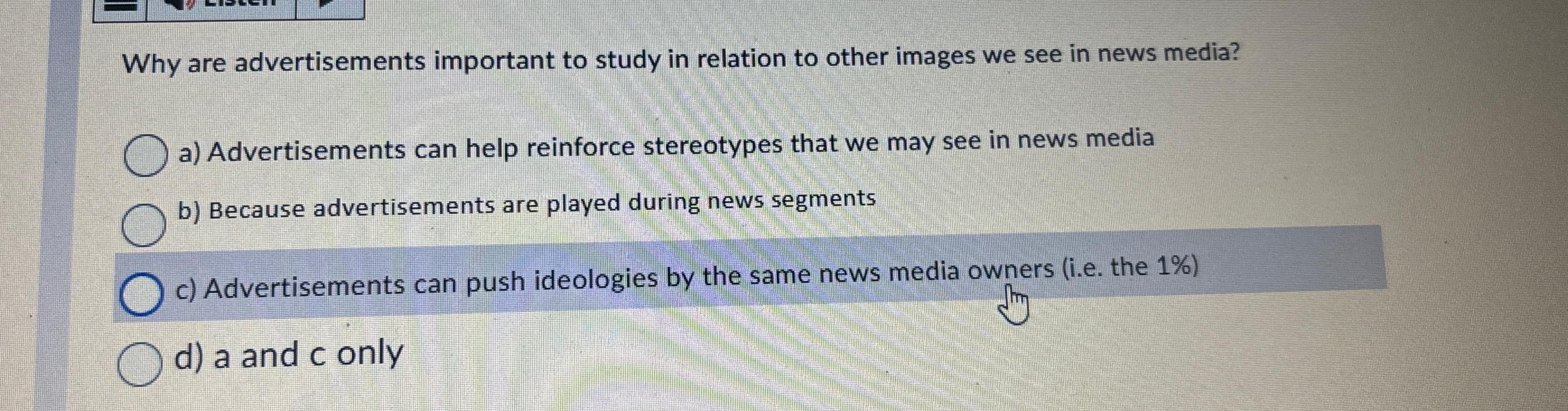 Solved Why are advertisements important to study in relation