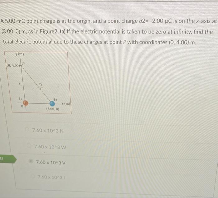 Solved A 5.00-mC point charge is at the origin, and a point | Chegg.com