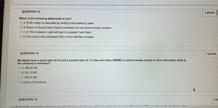 Solved QUESTION 12 1 Points Which Of The Following | Chegg.com