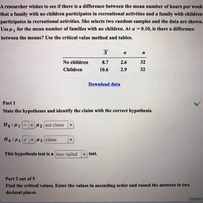 Solved A researcher wishes to see if there is a difference | Chegg.com