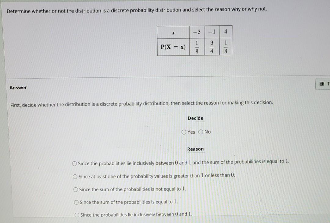 Solved Determine whether or not the distribution is a | Chegg.com