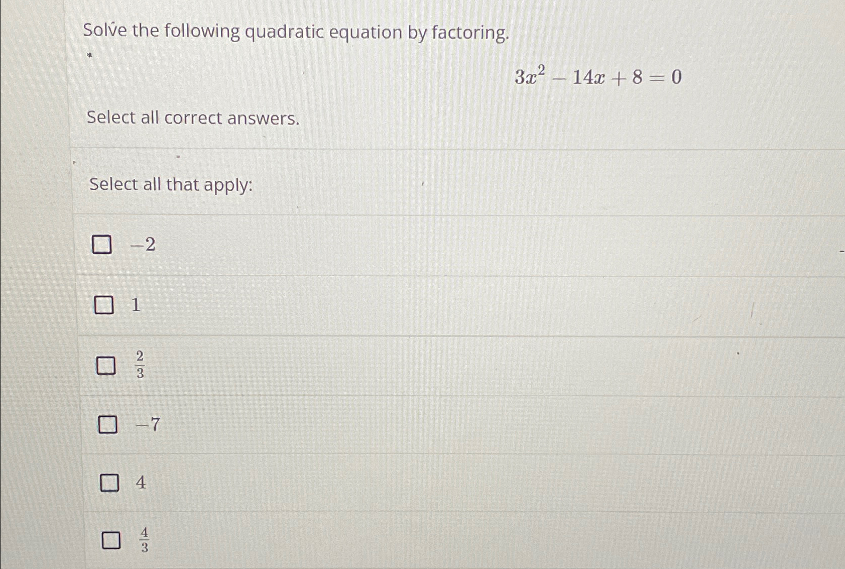 Solved Solve the following quadratic equation by | Chegg.com