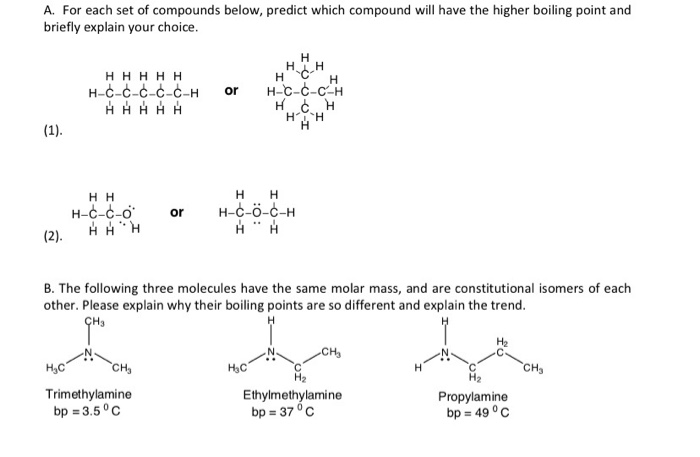 Solved A. For each set of compounds below, predict which | Chegg.com