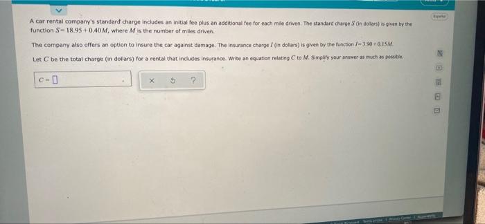 Solved A car rental company's standard charge includes an | Chegg.com