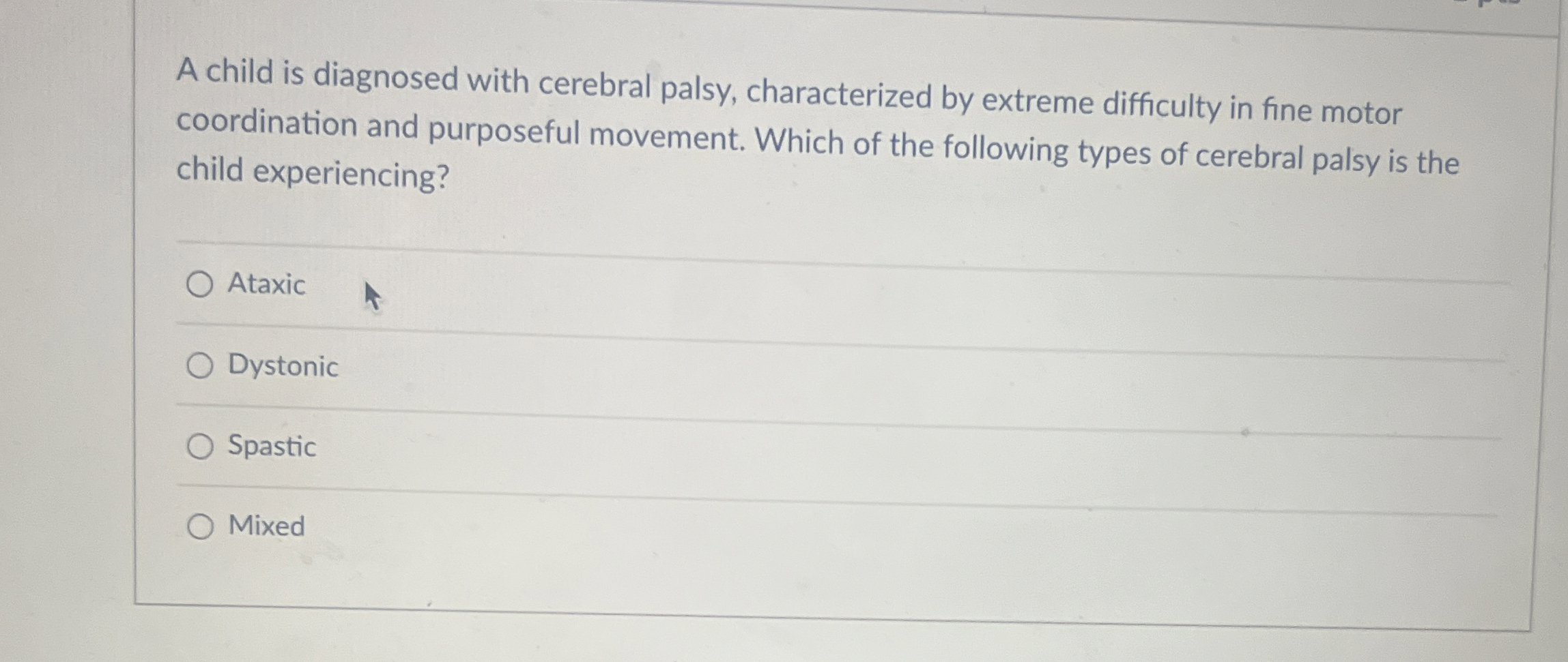 Solved A child is diagnosed with cerebral palsy, | Chegg.com