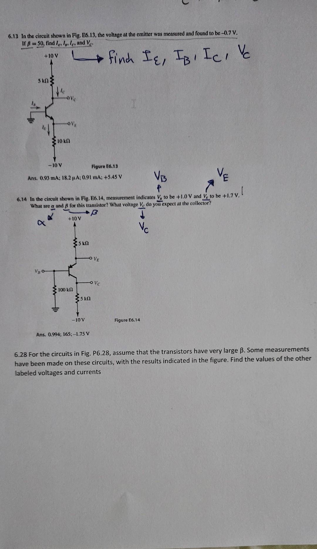 Solved 6.13 In the circuit shown in Fig. E6.13, the voltage | Chegg.com