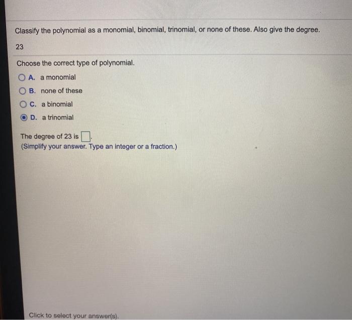 Solved Please Answer A,b,c Or D And The Degree Of 23 Is | Chegg.com