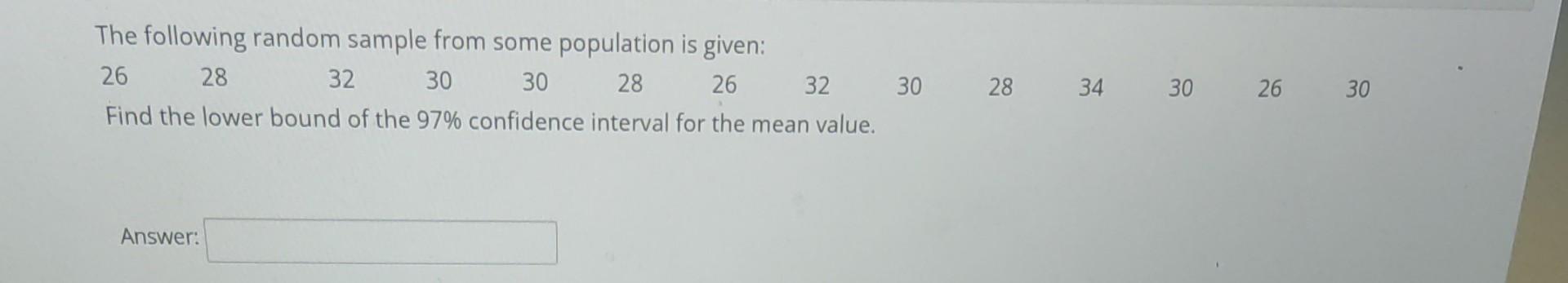 Solved The following random sample from some population is | Chegg.com