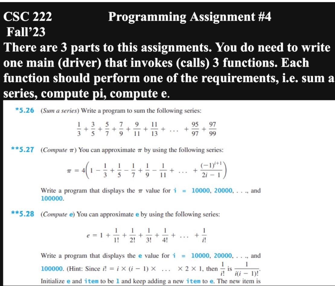 Solved CSC 222Programming Assignment #4Fall'23There Are 3 | Chegg.com